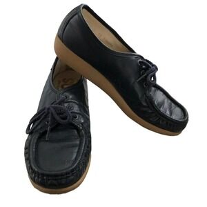 SAS Siesta Womens Genuine Handsewn Blue Lace Up Shoes Size 7N Narrow